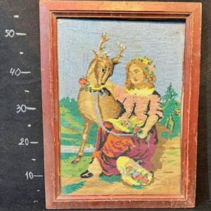 Картина вишивка "Дівчина і олень"