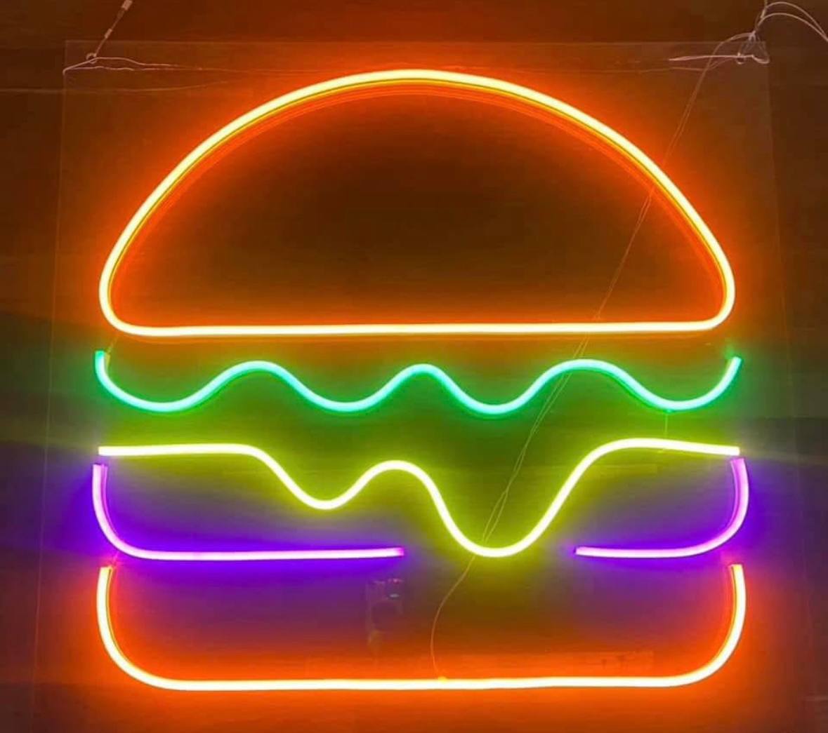 Неон вивіска "бургер"